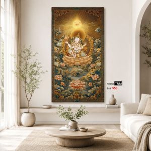 Đức Bạch Độ Mẫu (Đức Tara Trắng) | Tranh hộp đèn cao cấp | Mã tranh 553 | Tranh TÂM - Ảnh 4