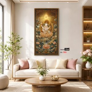 Đức Bạch Độ Mẫu (Đức Tara Trắng) | Tranh hộp đèn cao cấp | Mã tranh 553 | Tranh TÂM - Ảnh 3