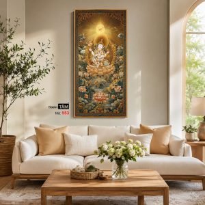 Alternative view of Đức Bạch Độ Mẫu (Đức Tara Trắng) | Tranh hộp đèn cao cấp | Mã tranh 553 | Tranh TÂM