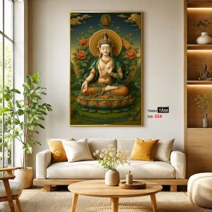 Đức Bạch Độ Mẫu (Đức Tara Trắng) | Tranh hộp đèn cao cấp | Mã tranh 554 | Tranh TÂM - Ảnh 3