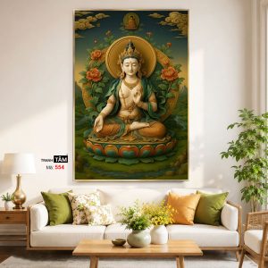 Alternative view of Đức Bạch Độ Mẫu (Đức Tara Trắng) | Tranh hộp đèn cao cấp | Mã tranh 554 | Tranh TÂM