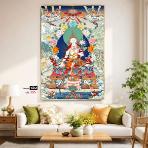 Alternative view of Đức Bạch Độ Mẫu (Đức Tara Trắng) | Tranh hộp đèn cao cấp | Mã tranh 555 | Tranh TÂM