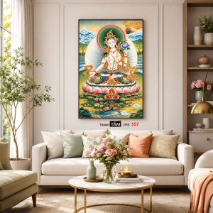 Đức Bạch Độ Mẫu (Đức Tara Trắng) | Tranh hộp đèn cao cấp | Mã tranh 557 | Tranh TÂM - Ảnh 5