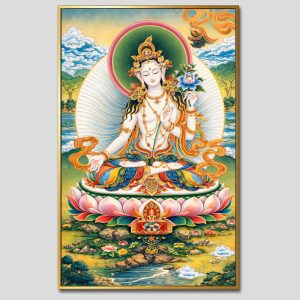 Đức Bạch Độ Mẫu (Đức Tara Trắng) | Tranh hộp đèn cao cấp | Mã tranh 557 | Tranh TÂM