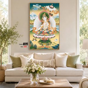 Đức Bạch Độ Mẫu (Đức Tara Trắng) | Tranh hộp đèn cao cấp | Mã tranh 558 | Tranh TÂM - Ảnh 4