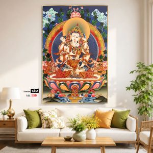 Alternative view of Đức Bạch Độ Mẫu (Đức Tara Trắng) | Tranh hộp đèn cao cấp | Mã tranh 559 | Tranh TÂM