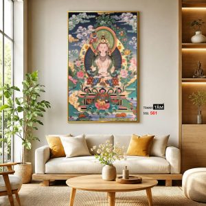 Đức Bạch Độ Mẫu (Đức Tara Trắng) | Tranh hộp đèn cao cấp | Mã tranh 561 | Tranh TÂM - Ảnh 3
