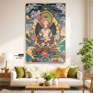 Alternative view of Đức Bạch Độ Mẫu (Đức Tara Trắng) | Tranh hộp đèn cao cấp | Mã tranh 561 | Tranh TÂM