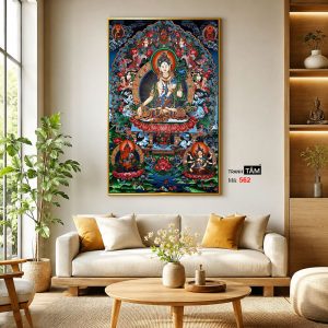 Đức Bạch Độ Mẫu (Đức Tara Trắng) | Tranh hộp đèn cao cấp | Mã tranh 562 | Tranh TÂM - Ảnh 3