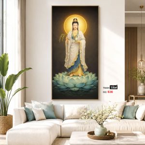Quán Thế Âm Bồ Tát | Tranh hộp đèn cao cấp | Mã tranh 636 | Tranh TÂM - Ảnh 5