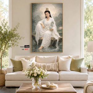 Quán Thế Âm Bồ Tát | Tranh hộp đèn cao cấp | Mã tranh 637 | Tranh TÂM - Ảnh 4
