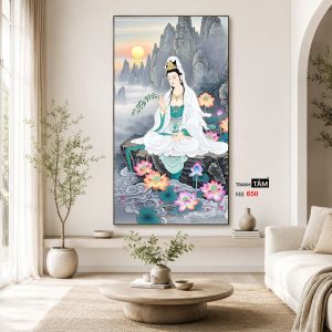 Quán Thế Âm Bồ Tát | Tranh hộp đèn cao cấp | Mã tranh 650 | Tranh TÂM - Ảnh 4