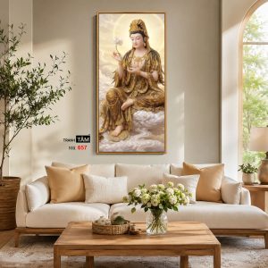 Alternative view of Quán Thế Âm Bồ Tát | Tranh hộp đèn cao cấp | Mã tranh 657 | Tranh TÂM