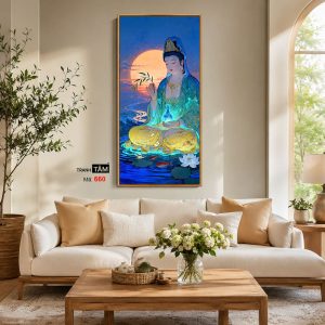 Alternative view of Quán Thế Âm Bồ Tát | Tranh hộp đèn cao cấp | Mã tranh 660 | Tranh TÂM