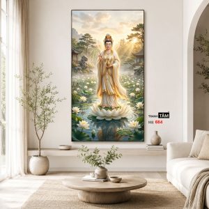 Quán Thế Âm Bồ Tát | Tranh hộp đèn cao cấp | Mã tranh 664 | Tranh TÂM - Ảnh 4