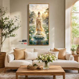 Alternative view of Quán Thế Âm Bồ Tát | Tranh hộp đèn cao cấp | Mã tranh 664 | Tranh TÂM