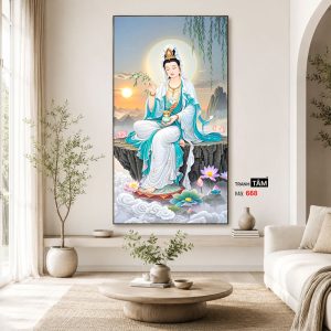 Quán Thế Âm Bồ Tát | Tranh hộp đèn cao cấp | Mã tranh 668 | Tranh TÂM - Ảnh 4