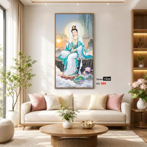 Quán Thế Âm Bồ Tát | Tranh hộp đèn cao cấp | Mã tranh 668 | Tranh TÂM - Ảnh 3