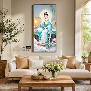 Alternative view of Quán Thế Âm Bồ Tát | Tranh hộp đèn cao cấp | Mã tranh 668 | Tranh TÂM