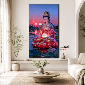 Quán Thế Âm Bồ Tát | Tranh hộp đèn cao cấp | Mã tranh 671 | Tranh TÂM - Ảnh 4