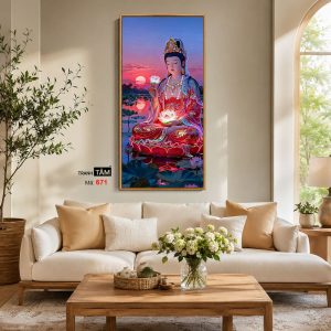 Alternative view of Quán Thế Âm Bồ Tát | Tranh hộp đèn cao cấp | Mã tranh 671 | Tranh TÂM