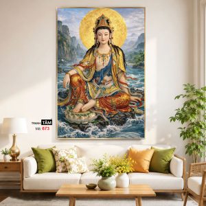 Alternative view of Quán Thế Âm Bồ Tát | Tranh hộp đèn cao cấp | Mã tranh 673 | Tranh TÂM
