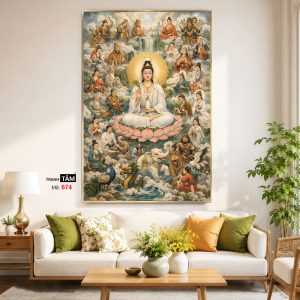 Alternative view of Quán Thế Âm Bồ Tát | Tranh hộp đèn cao cấp | Mã tranh 674 | Tranh TÂM