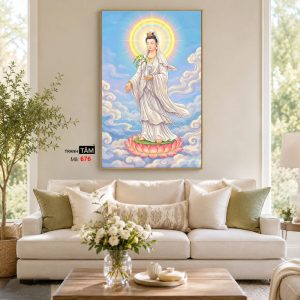 Quán Thế Âm Bồ Tát | Tranh hộp đèn cao cấp | Mã tranh 676 | Tranh TÂM - Ảnh 4
