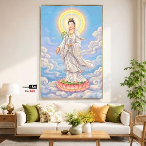 Alternative view of Quán Thế Âm Bồ Tát | Tranh hộp đèn cao cấp | Mã tranh 676 | Tranh TÂM