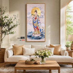 Alternative view of Quán Thế Âm Bồ Tát | Tranh hộp đèn cao cấp | Mã tranh 678 | Tranh TÂM