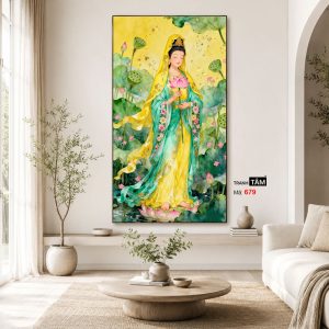 Quán Thế Âm Bồ Tát | Tranh hộp đèn cao cấp | Mã tranh 679 | Tranh TÂM - Ảnh 4