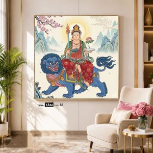 Alternative view of Văn Thù Sư Lợi Bồ Tát | Tranh hộp đèn cao cấp | Mã tranh 68 | Tranh TÂM