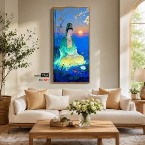 Alternative view of Quán Thế Âm Bồ Tát | Tranh hộp đèn cao cấp | Mã tranh 681 | Tranh TÂM