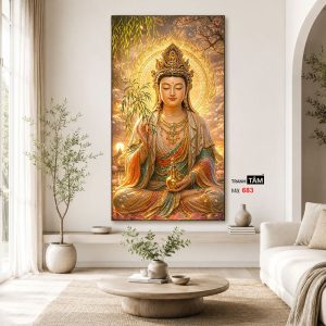 Quán Thế Âm Bồ Tát | Tranh hộp đèn cao cấp | Mã tranh 683 | Tranh TÂM - Ảnh 4