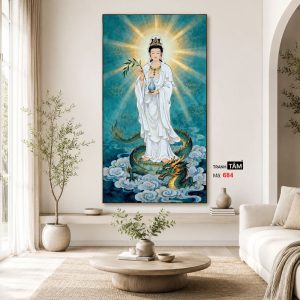 Quán Thế Âm Bồ Tát | Tranh hộp đèn cao cấp | Mã tranh 684 | Tranh TÂM - Ảnh 4