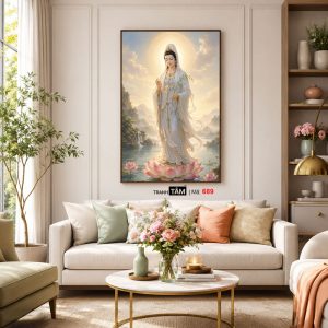 Quán Thế Âm Bồ Tát | Tranh hộp đèn cao cấp | Mã tranh 689 | Tranh TÂM - Ảnh 5