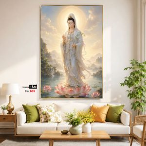 Alternative view of Quán Thế Âm Bồ Tát | Tranh hộp đèn cao cấp | Mã tranh 689 | Tranh TÂM