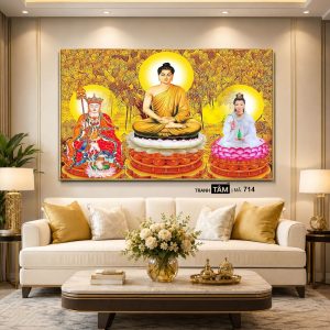 Alternative view of Tây Phương Tam Thánh | Tranh hộp đèn cao cấp | Mã tranh 714 | Tranh TÂM