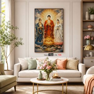 Tây Phương Tam Thánh | Tranh hộp đèn cao cấp | Mã tranh 724 | Tranh TÂM - Ảnh 5