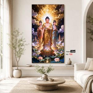 Tây Phương Tam Thánh | Tranh hộp đèn cao cấp | Mã tranh 725 | Tranh TÂM - Ảnh 4