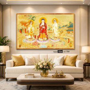 Alternative view of Tây Phương Tam Thánh | Tranh hộp đèn cao cấp | Mã tranh 731 | Tranh TÂM