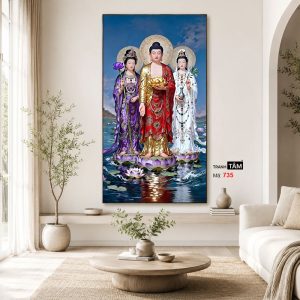 Tây Phương Tam Thánh | Tranh hộp đèn cao cấp | Mã tranh 735 | Tranh TÂM - Ảnh 4