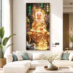 Địa Tạng Vương Bồ Tát | Tranh hộp đèn cao cấp | Mã tranh 80 | Tranh TÂM - Ảnh 5