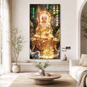 Địa Tạng Vương Bồ Tát | Tranh hộp đèn cao cấp | Mã tranh 80 | Tranh TÂM - Ảnh 4