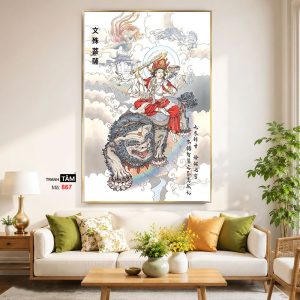 Alternative view of Văn Thù Sư Lợi Bồ Tát | Tranh hộp đèn cao cấp | Mã tranh 867 | Tranh TÂM