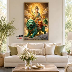 Văn Thù Sư Lợi Bồ Tát | Tranh hộp đèn cao cấp | Mã tranh 869 | Tranh TÂM - Ảnh 4