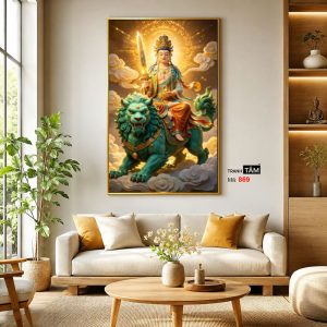 Văn Thù Sư Lợi Bồ Tát | Tranh hộp đèn cao cấp | Mã tranh 869 | Tranh TÂM - Ảnh 3