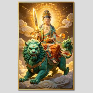 Văn Thù Sư Lợi Bồ Tát | Tranh hộp đèn cao cấp | Mã tranh 869 | Tranh TÂM