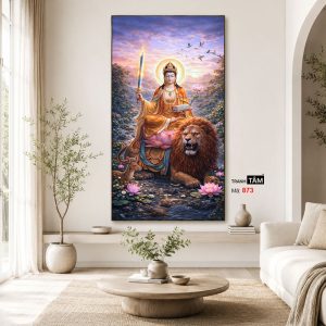 Văn Thù Sư Lợi Bồ Tát | Tranh hộp đèn cao cấp | Mã tranh 873 | Tranh TÂM - Ảnh 4