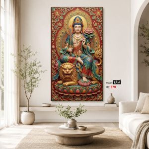 Văn Thù Sư Lợi Bồ Tát | Tranh hộp đèn cao cấp | Mã tranh 879 | Tranh TÂM - Ảnh 4